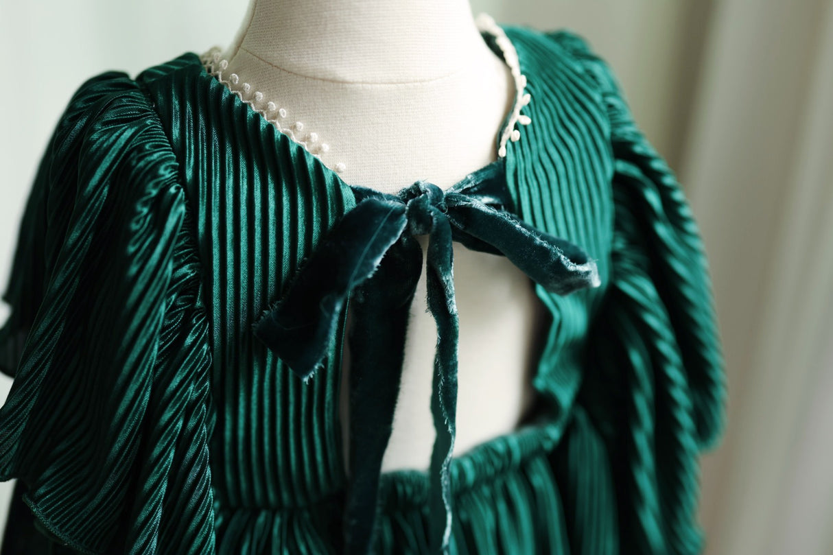 Green Silky Skirted Romper