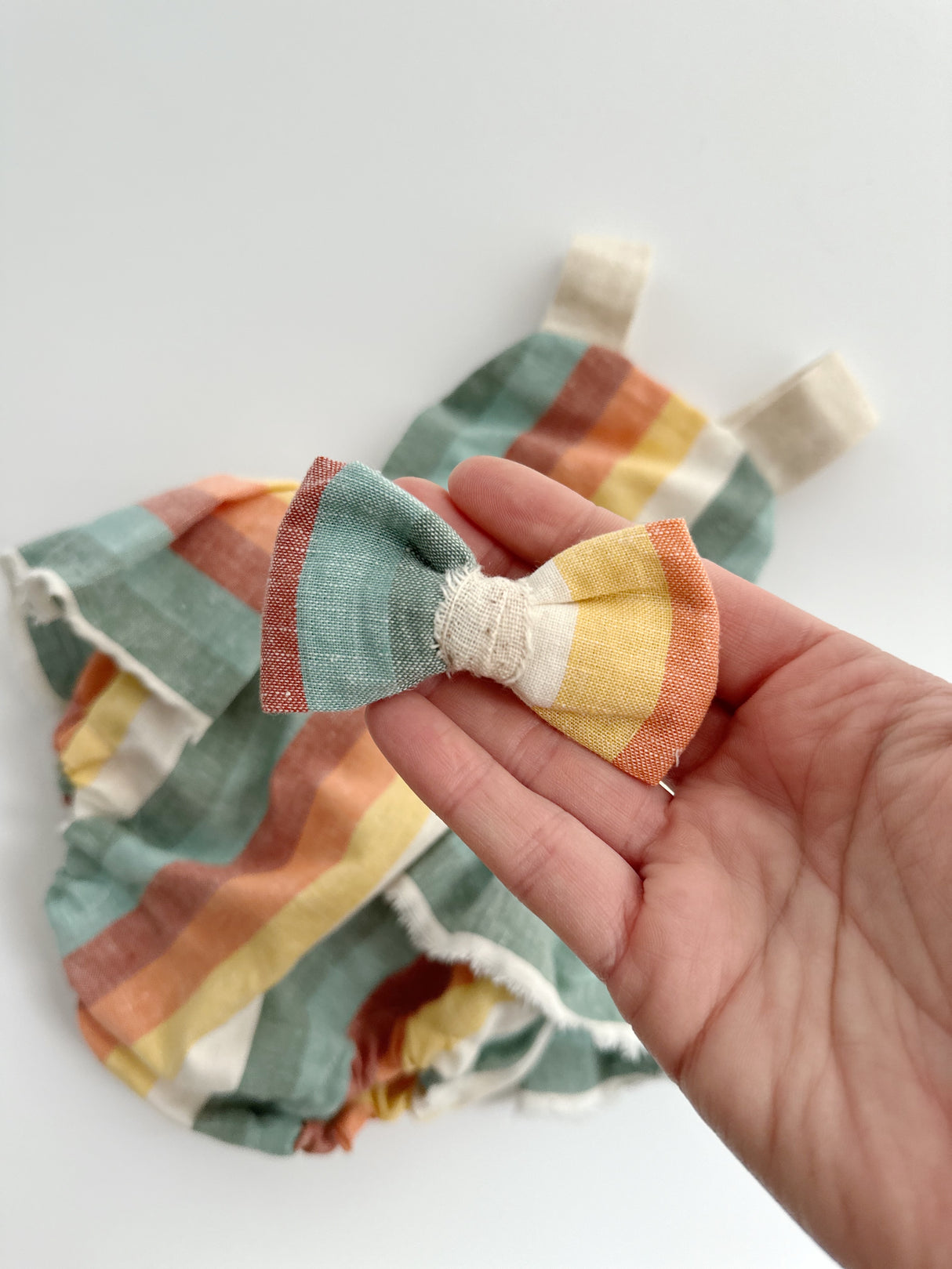 Ruffle Rainbow Retro Linen Romper