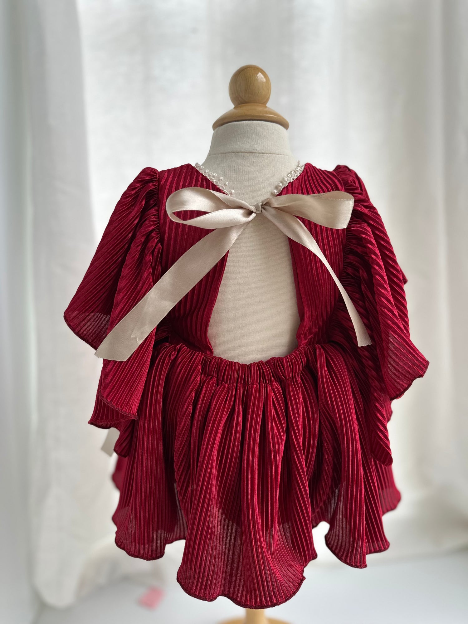 Red Silky Skirted Romper