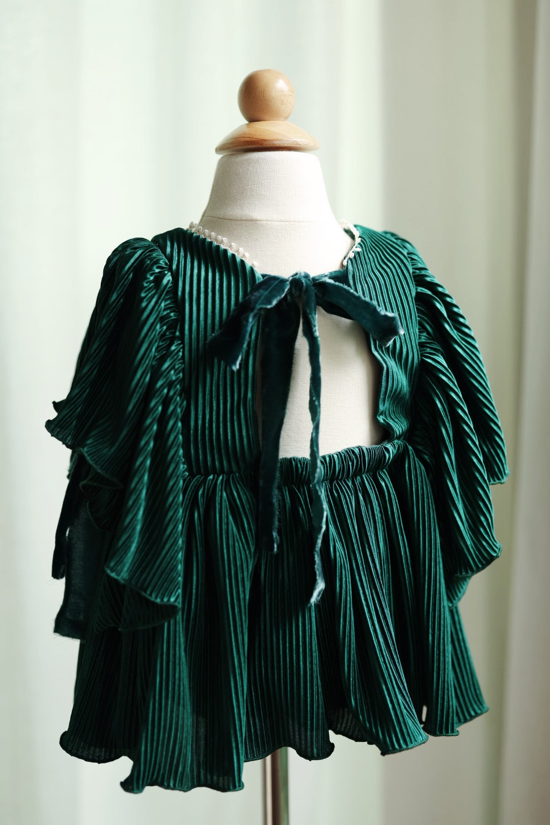 Green Silky Skirted Romper