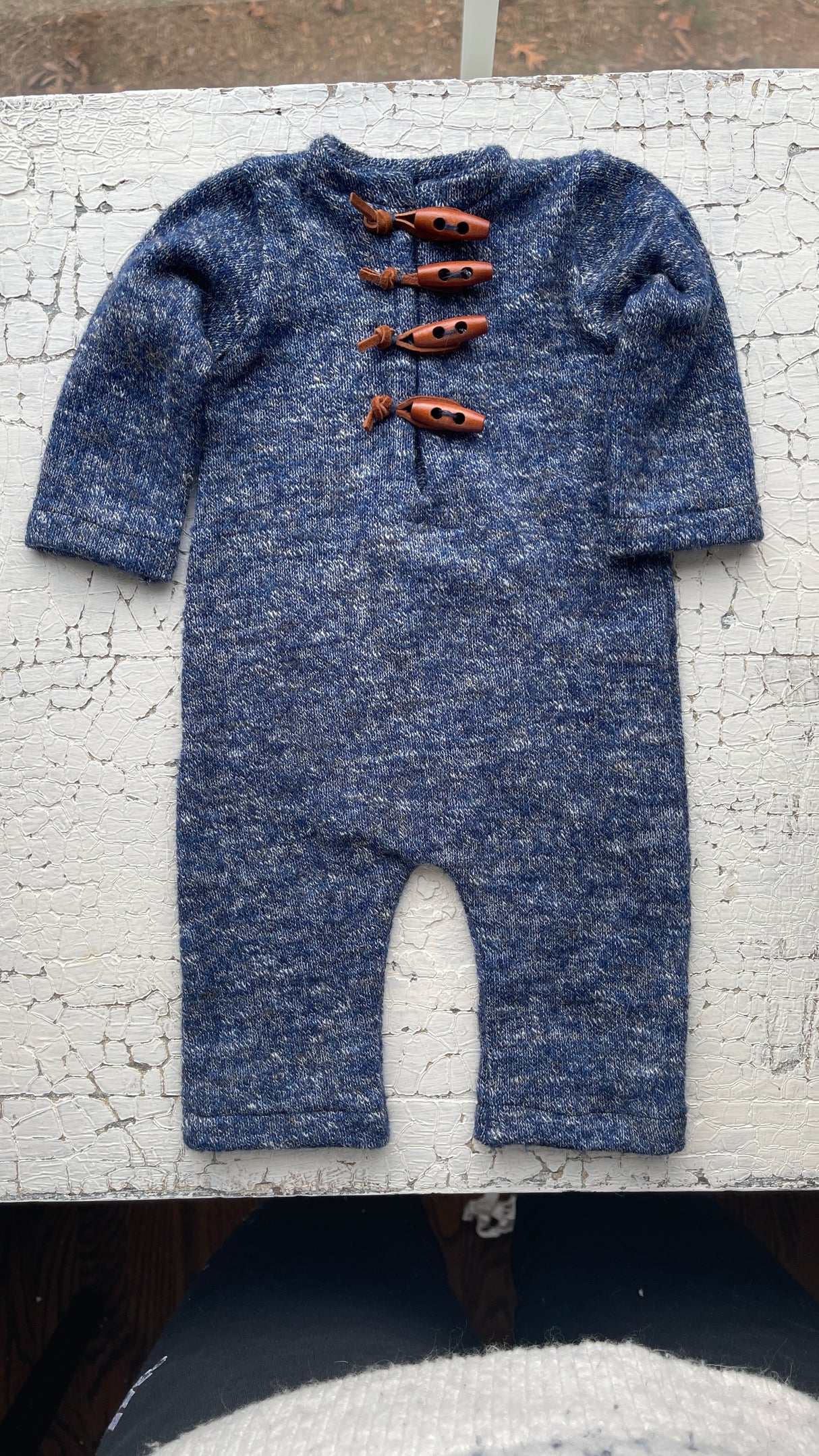 Variegated Blue romper 0-1 month