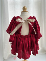 Red Silky Skirted Romper