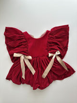 Red Silky Skirted Romper