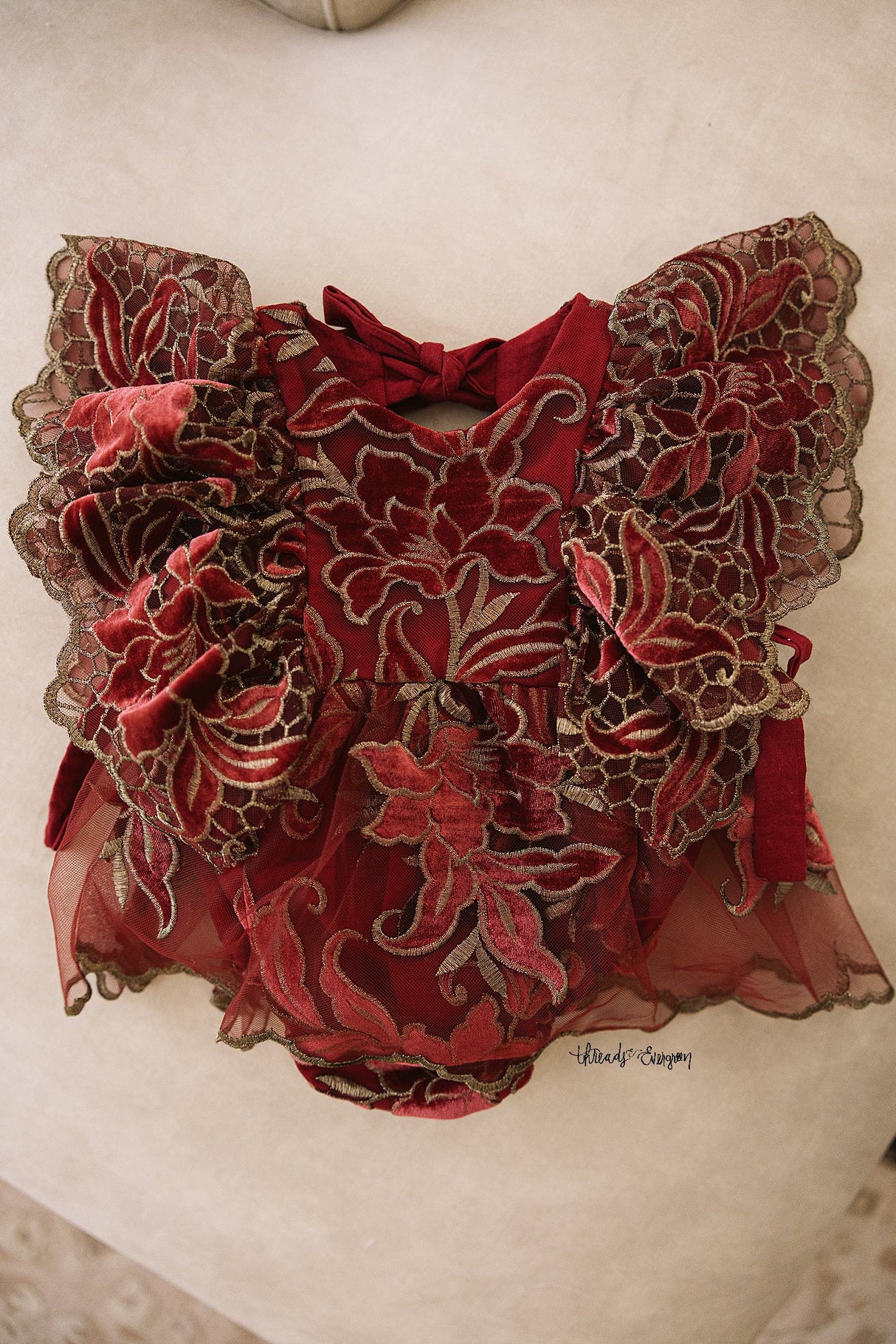 Poinsettia Skirted Romper